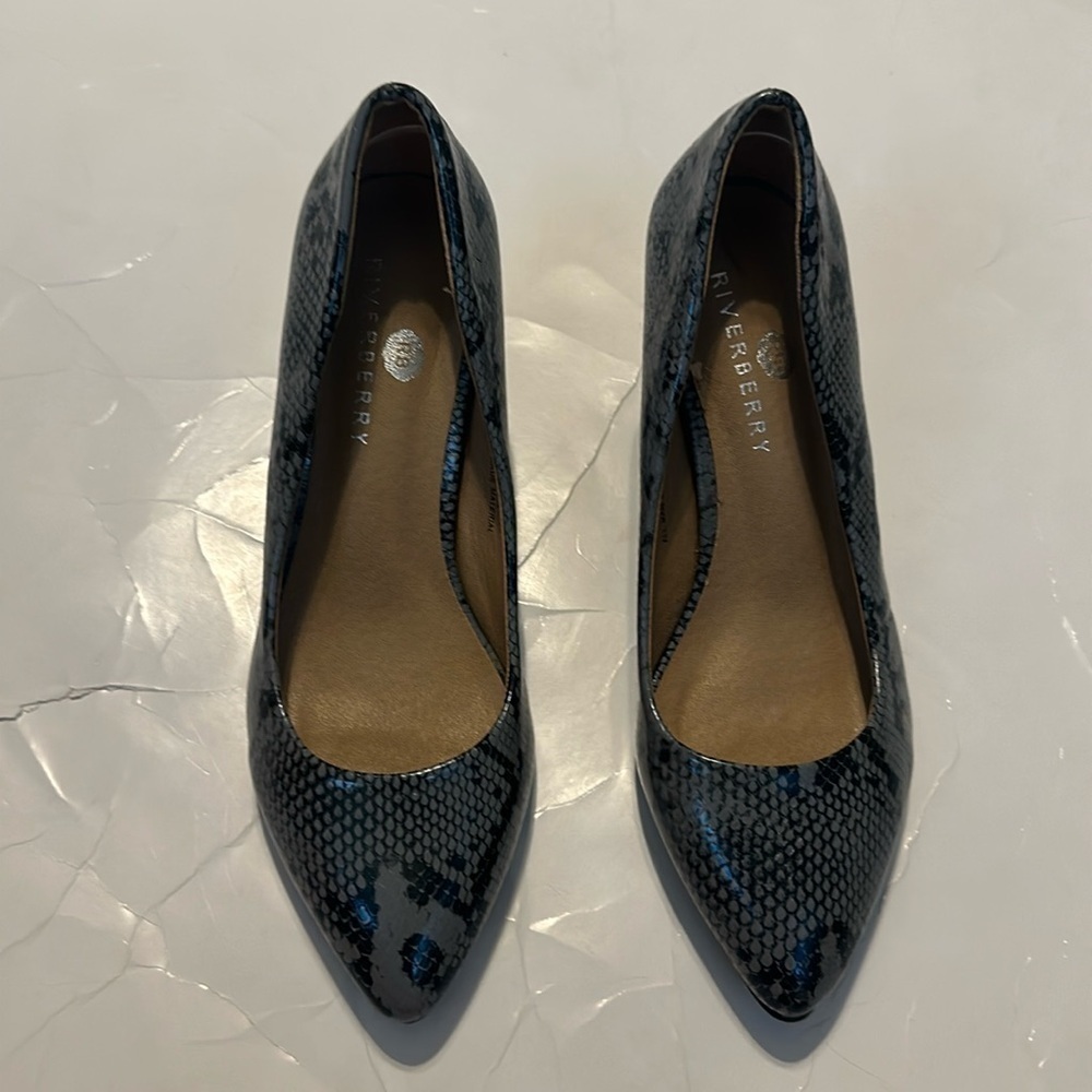 Riverberry Grey Snake Print Women’s 6 KATYO1 Kitten Heels Y2K Alternative - Picture 1 of 6